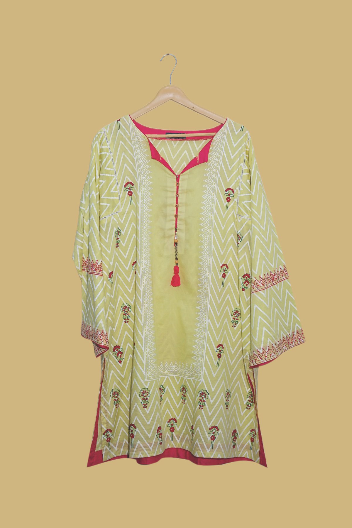 Lime Blossom Embroidered Kurti