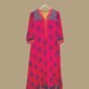 Magenta Printed Cotton Kurti with Contrasting Yoke
