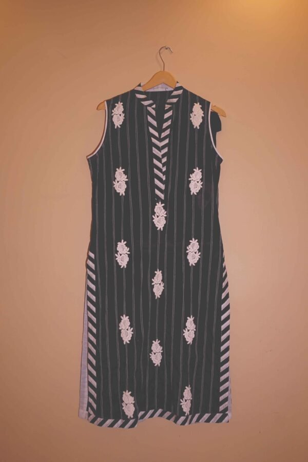 Midnight Blossom Black Vertical Striped Ensemble