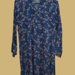 Midnight Blossom Kurti – Deep Blue with Soft Floral Accents