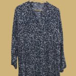 Navy Blue Kurti with White Floral Print – Classy & Comfortable
