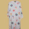 Off-White Kurti with Neon Multicolor Embroidered Floral Motifs