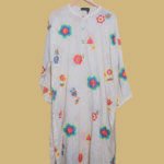 Off-White Kurti with Neon Multicolor Embroidered Floral Motifs