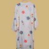 Off-White Kurti with Neon Multicolor Embroidered Floral Motifs