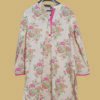 Off-White Kurti with Pink & Green Floral Print