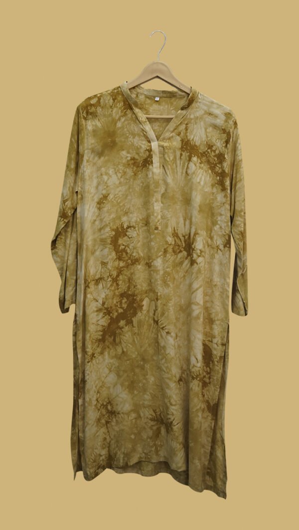 Olive Green Tie-Dye Kurti – Boho Vibes in an Everyday Fit