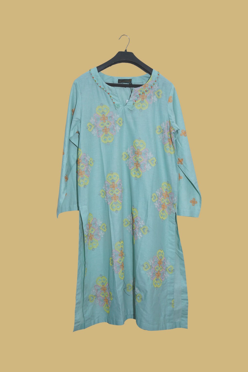 Pastel Sea Green Cotton Kurti