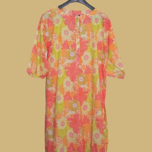 Peach Base Multi-Color Floral Kurti