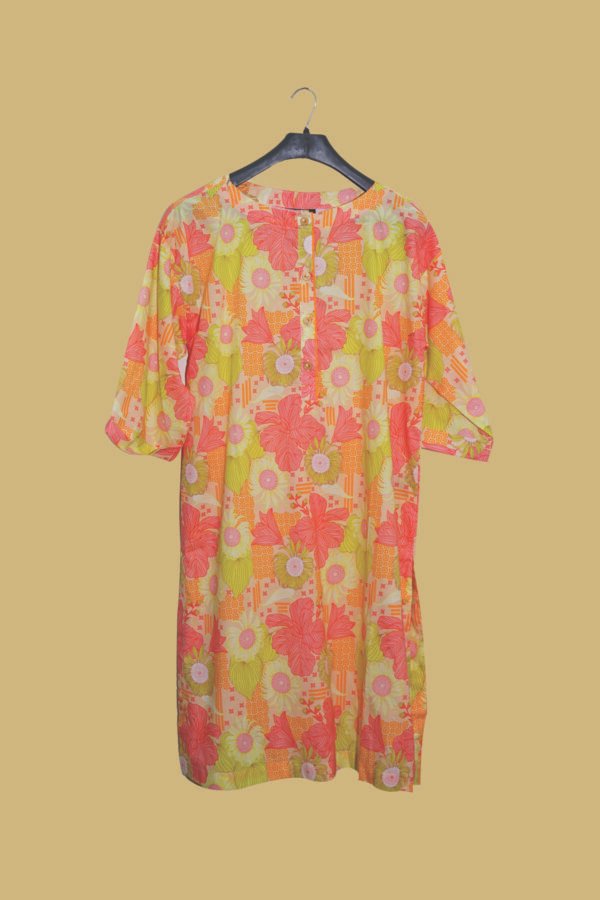 Peach Base Multi-Color Floral Kurti