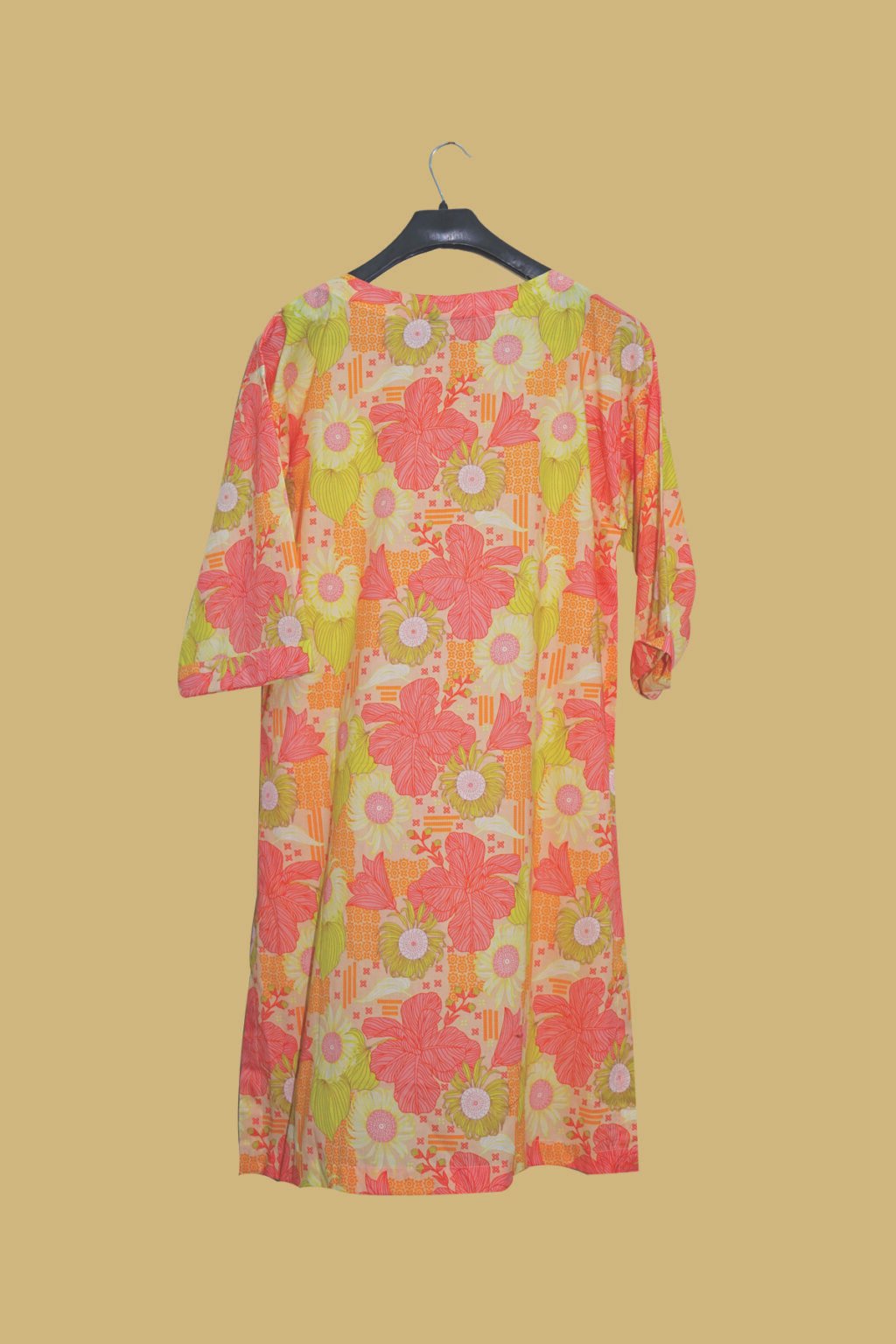 Peach Base Multi-Color Floral Kurti