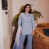 Powder Gray Embroidered Cotton Co-Ord Set