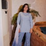 Powder Gray Embroidered Cotton Co-Ord Set