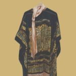 Premium Printed Satin Kaftan with Contrast Scarf