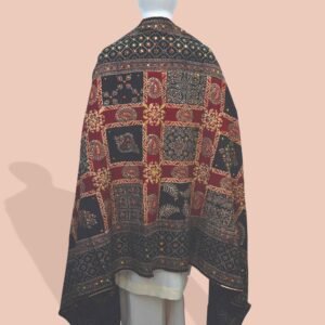 Rangrez – Festive Maroon & Black Ajrak Shawl