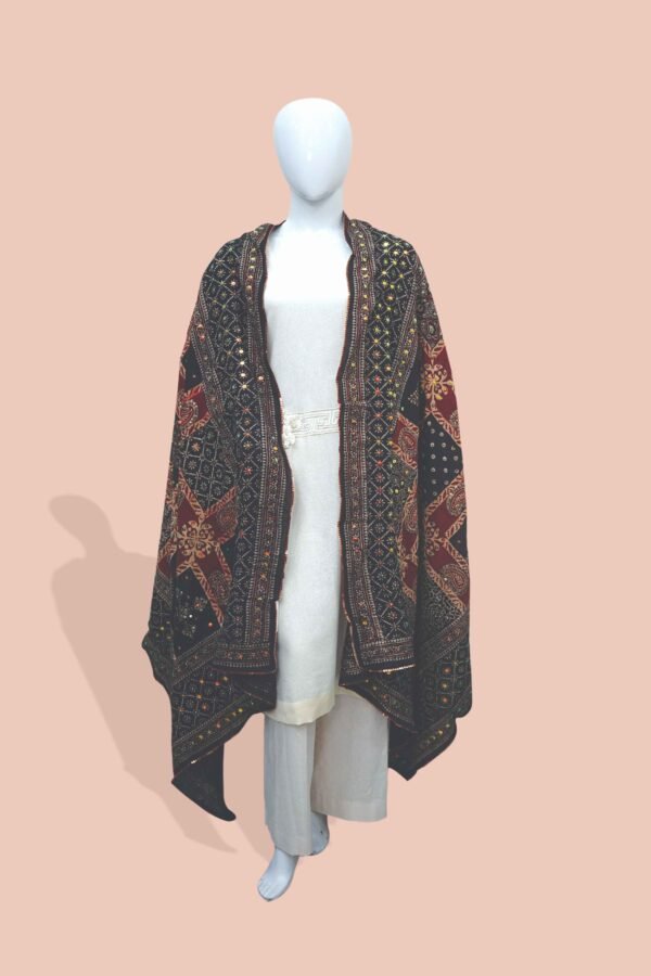 Rangrez – Festive Maroon & Black Ajrak Shawl
