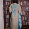 Royal Beige & Turquoise Printed Lawn Dress