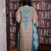 Royal Beige & Turquoise Printed Lawn Dress