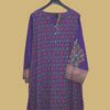 Royal Blue Printed Kurti with Embroidered Floral Sleeve