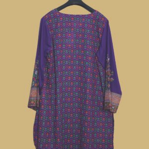 Royal Blue Printed Kurti with Embroidered Floral Sleeve