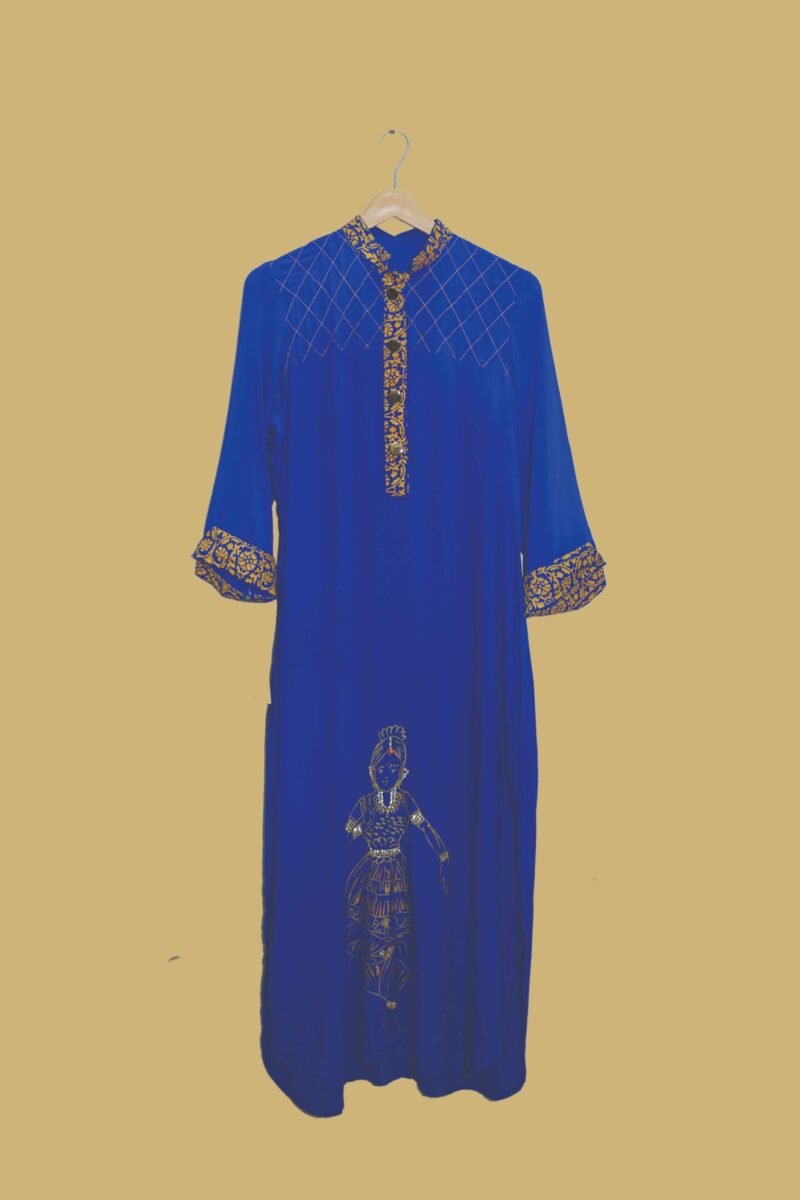 Royal Blue Printed Kurti with Ethnic Motif