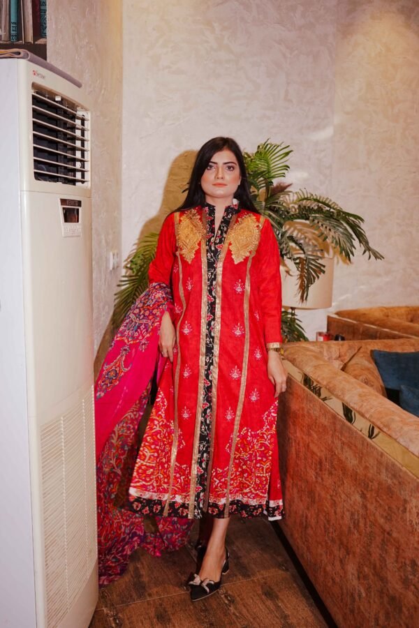 Royal Red Embroidered Festive Suit