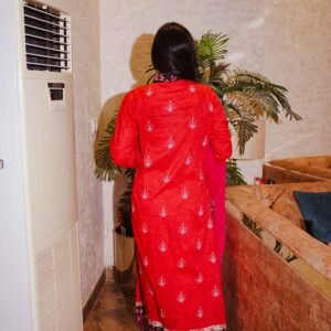 Royal Red Embroidered Festive Suit