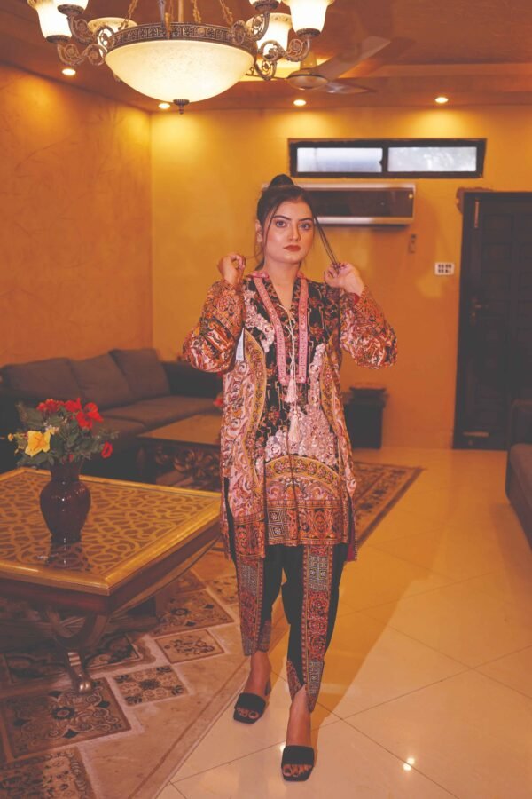 Rust & Black Ornate Printed Suit