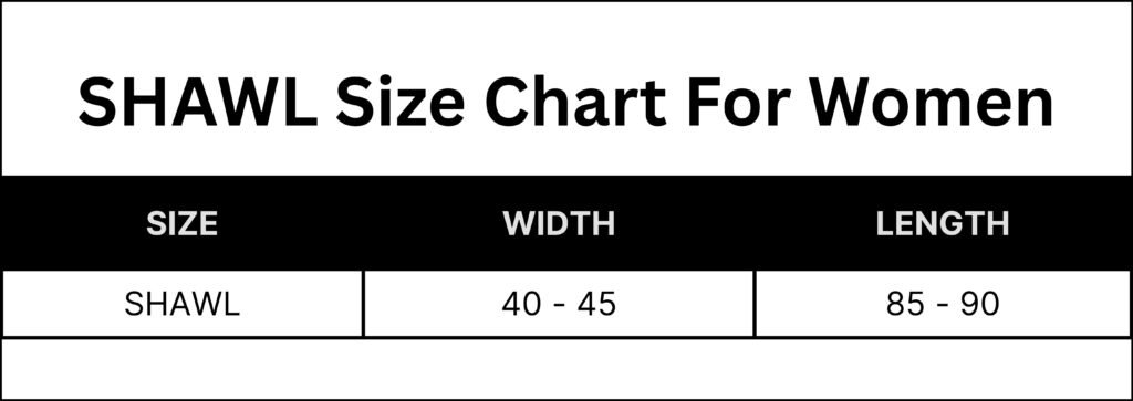Shawl Size Chart DFC