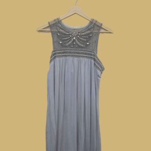 Smokey Grey Sleeveless Beaded Dress