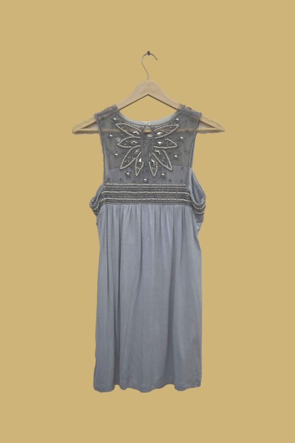 Smokey Grey Sleeveless Beaded Dress
