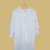 Solid Off-White Long High-Low Shirt with Button Details