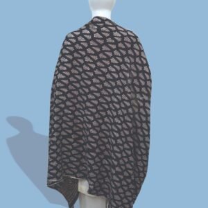 Sukoon – Block Printed Black Shawl with Maroon Border Detailing