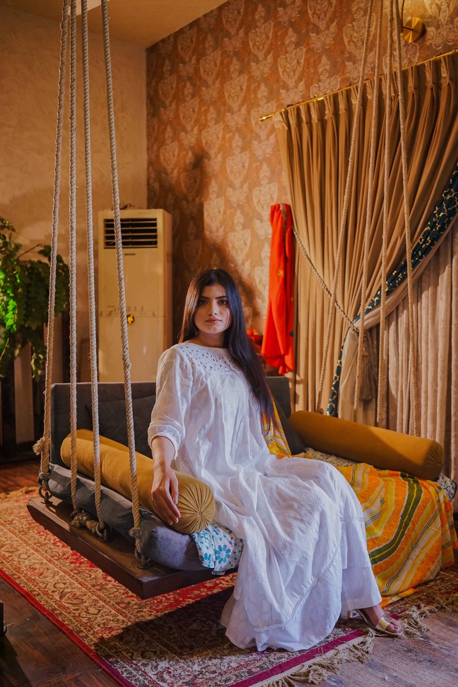 Sunlit Grace – White Embroideries with Citrus Bloom