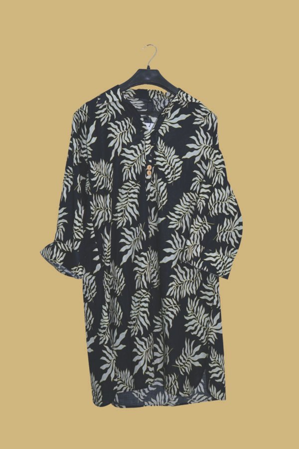 Tropical Noir Leaf Kurti