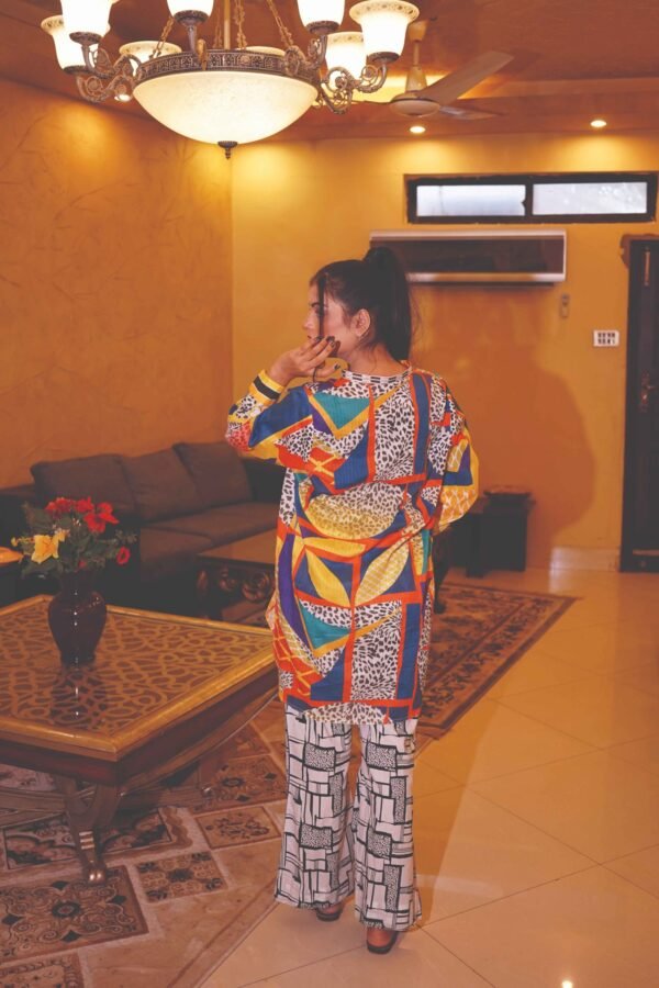 Vibrant Abstract Print Lawn Suit