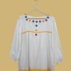 White Cotton Kurti with Multicolor Button Detailing