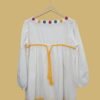 White Cotton Kurti with Multicolor Button Detailing