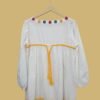 White Cotton Kurti with Multicolor Button Detailing