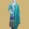 Aqua Lawn Suit with Contrast Dupatta