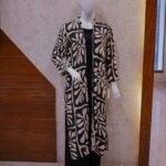 Black 2-Piece Set with Bold Cream Printed Coat
