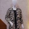 Black 2-Piece Set with Bold Cream Printed Coat