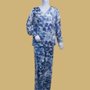 Blue Floral Printed Chiffon Co-Ord Set