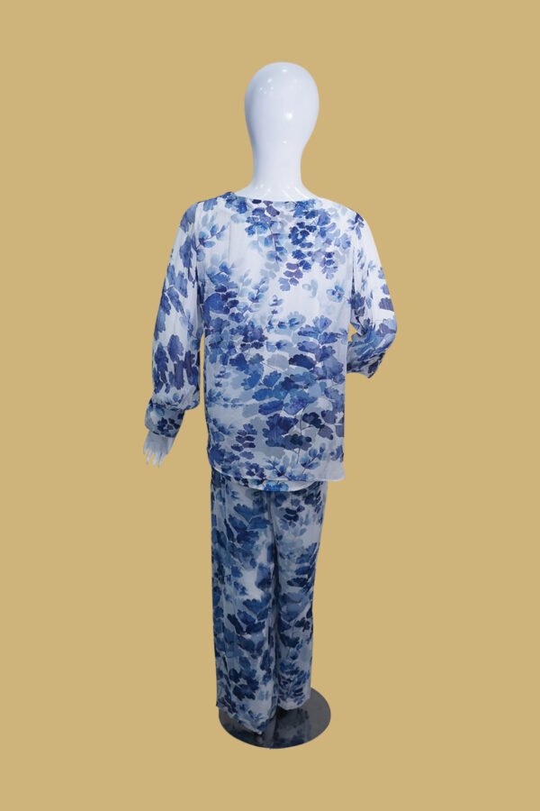Blue Floral Printed Chiffon Co-Ord Set