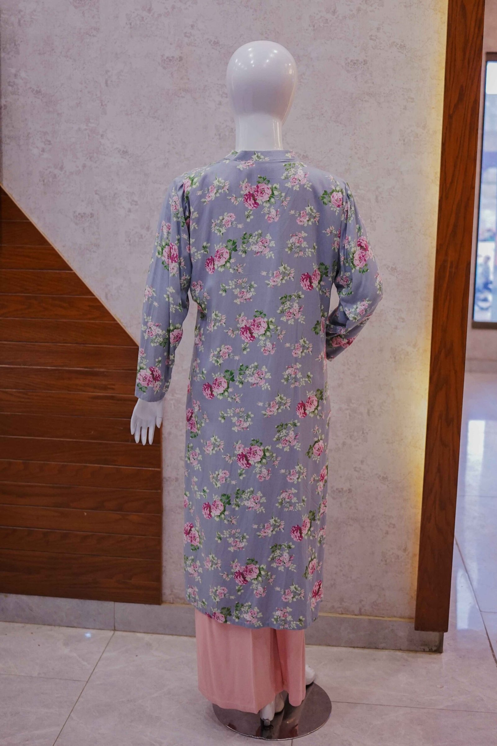 Blush Pink 2-Piece Suit with Dusty Blue Floral Coat