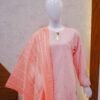 Blush Pink Embroidered Suit with Contrasting Coral & Magenta Dupatta