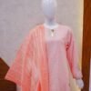 Blush Pink Embroidered Suit with Contrasting Coral & Magenta Dupatta