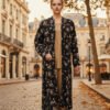 Classic Beige 2-Piece Set with Black Floral Coat