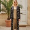 Classic Beige 2-Piece Set with Black Floral Coat