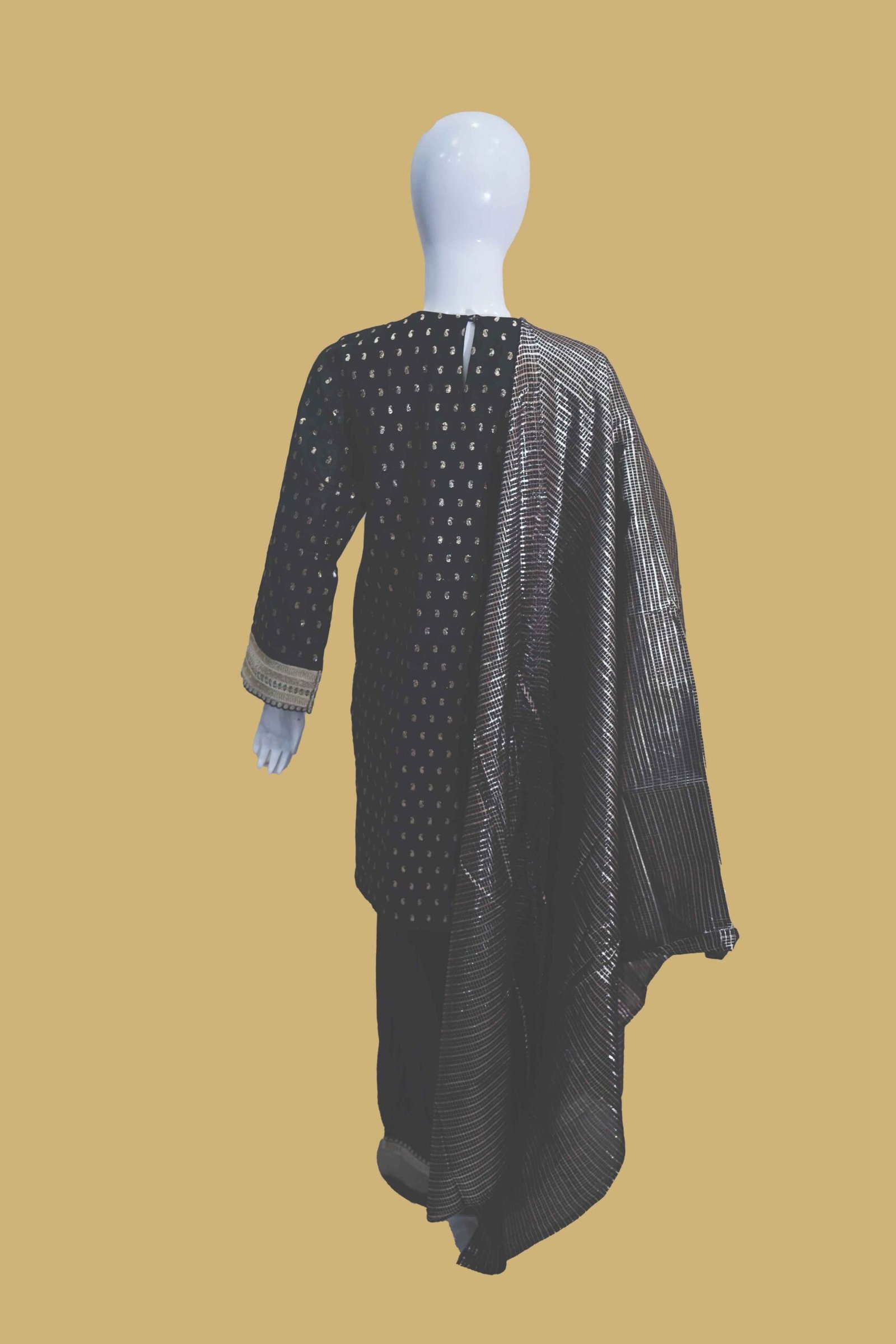 Classic Black Mirror Embellished Kurti Set