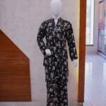 Elegant Black Floral Printed 2-Piece Suit